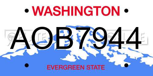 AOB7944 Washington License Plate