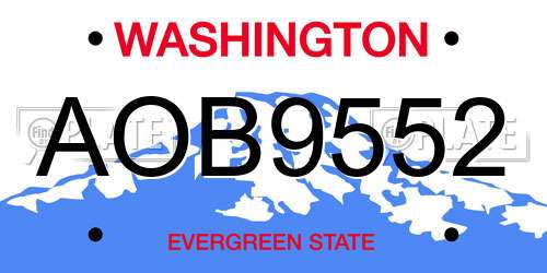 AOB9552 Washington License Plate