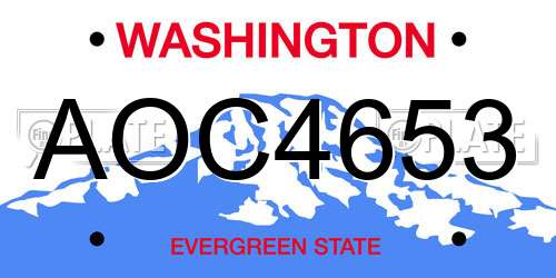 AOC4653 Washington License Plate