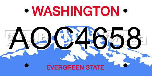 AOC4658 Washington License Plate