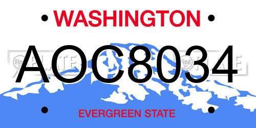 AOC8034 Washington License Plate
