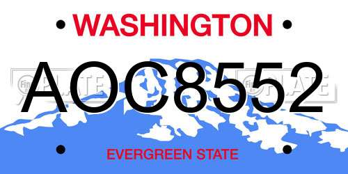 AOC8552 Washington License Plate