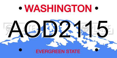AOD2115 Washington License Plate