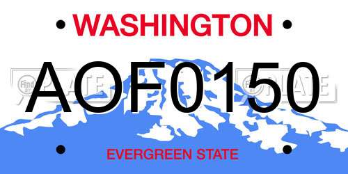 AOF0150 Washington License Plate
