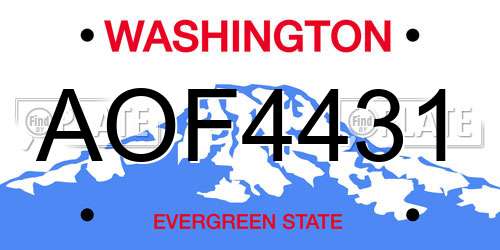 AOF4431 Washington License Plate