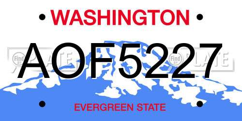 AOF5227 Washington License Plate