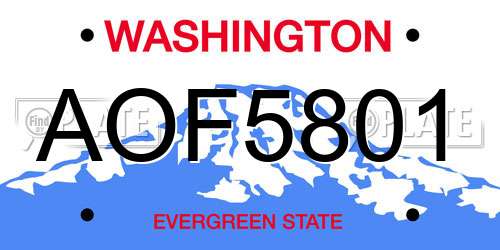 AOF5801 Washington License Plate