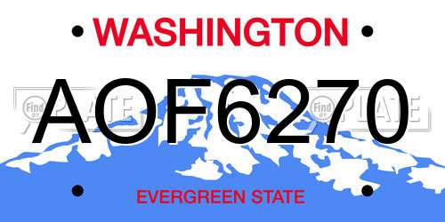 AOF6270 Washington License Plate