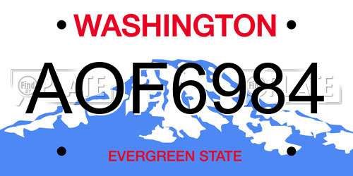 AOF6984 Washington License Plate