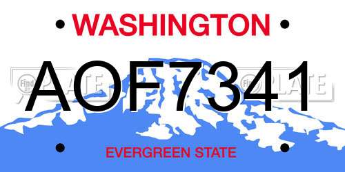 AOF7341 Washington License Plate