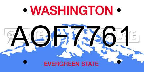 AOF7761 Washington License Plate