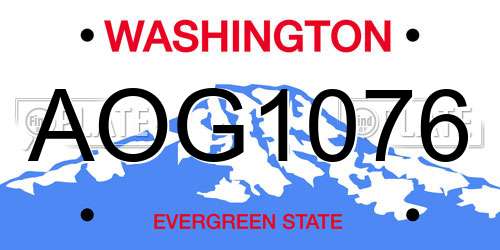 AOG1076 Washington License Plate