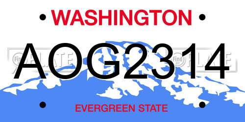 AOG2314 Washington License Plate