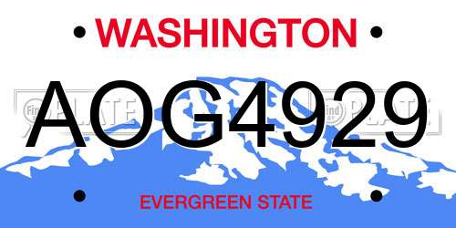 AOG4929 Washington License Plate