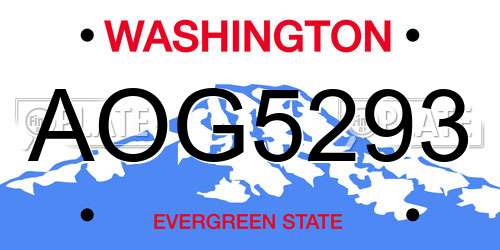AOG5293 Washington License Plate