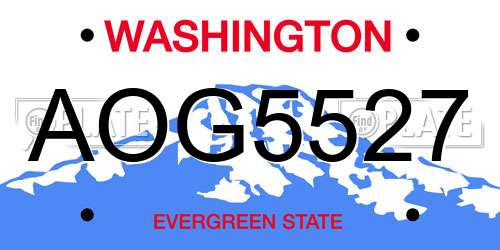 AOG5527 Washington License Plate