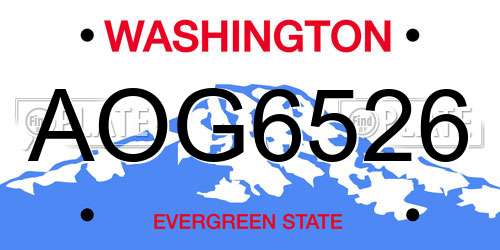 AOG6526 Washington License Plate
