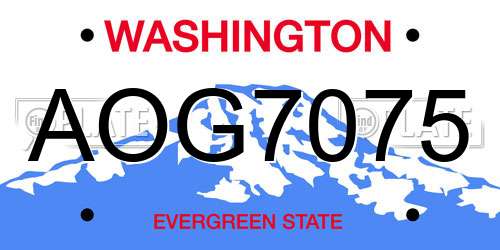 AOG7075 Washington License Plate