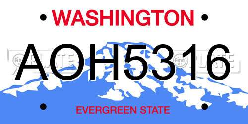 AOH5316 Washington License Plate