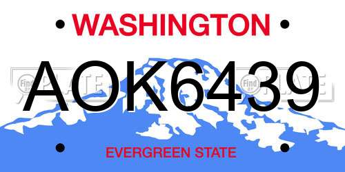 AOK6439 Washington License Plate