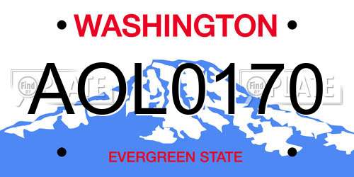 AOL0170 Washington License Plate