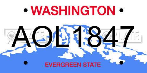 AOL1847 Washington License Plate