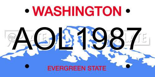 AOL1987 Washington License Plate