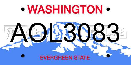 AOL3083 Washington License Plate