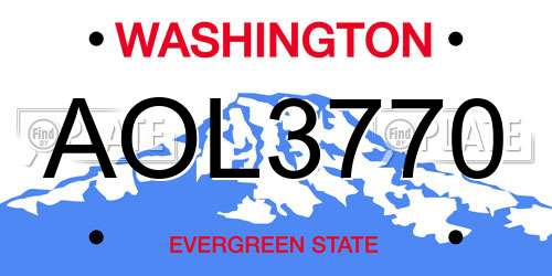 AOL3770 Washington License Plate