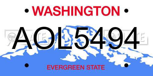 AOL5494 Washington License Plate