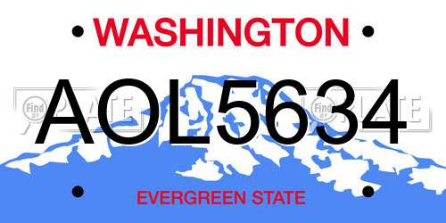 AOL5634 Washington License Plate