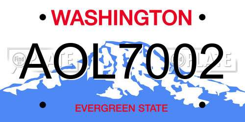AOL7002 Washington License Plate
