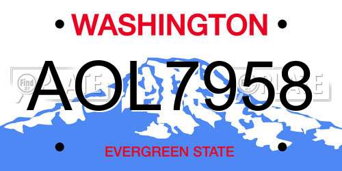 AOL7958 Washington License Plate