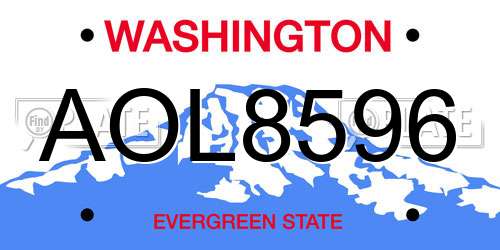 AOL8596 Washington License Plate