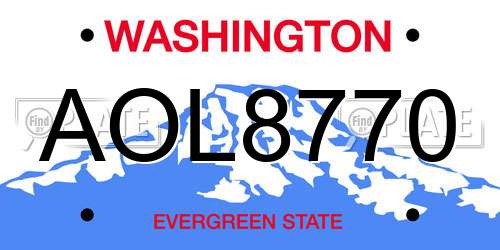 AOL8770 Washington License Plate