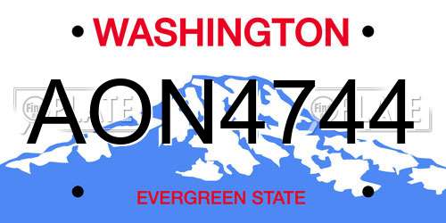 AON4744 Washington License Plate