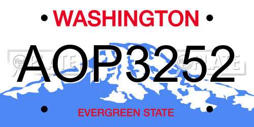 AOP3252 Washington License Plate