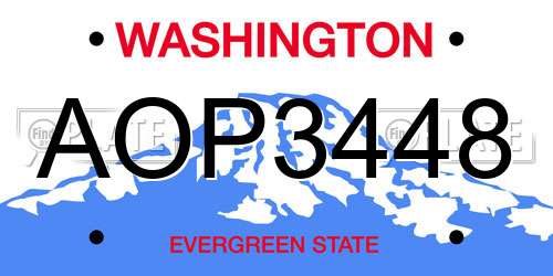 AOP3448 Washington License Plate