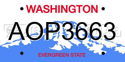 AOP3663 Washington License Plate