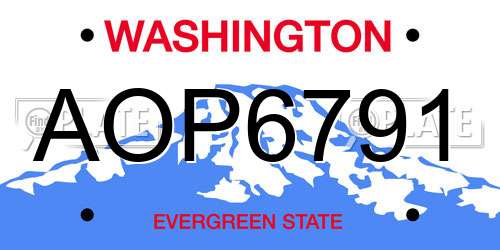 AOP6791 Washington License Plate