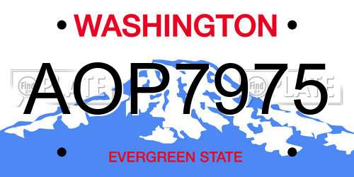 AOP7975 Washington License Plate