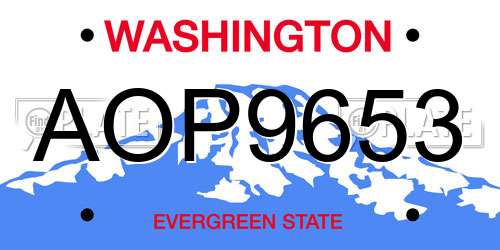 AOP9653 Washington License Plate