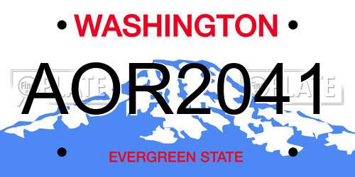 AOR2041 Washington License Plate