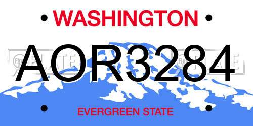 AOR3284 Washington License Plate