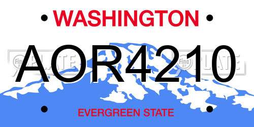 AOR4210 Washington License Plate