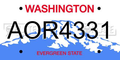 AOR4331 Washington License Plate