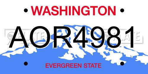 AOR4981 Washington License Plate