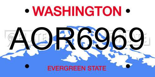 AOR6969 Washington License Plate