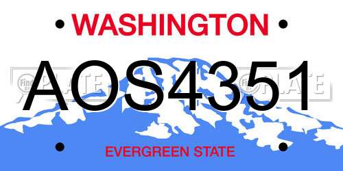 AOS4351 Washington License Plate
