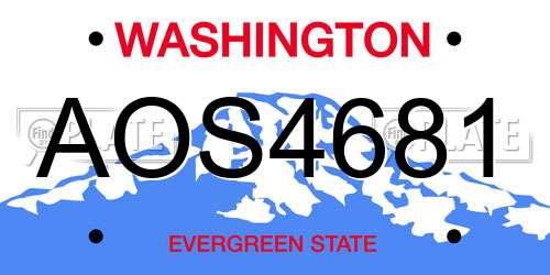 AOS4681 Washington License Plate